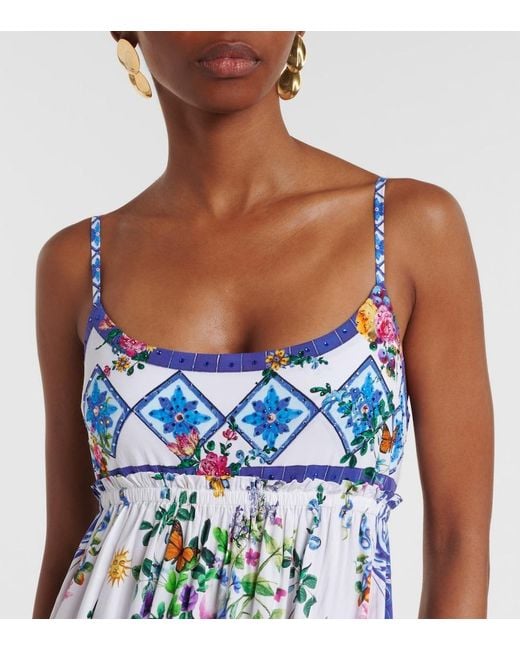 Camilla Blue Floral Cotton Maxi Dress