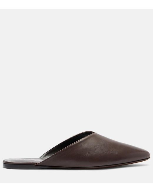 Herbert Levine Brown Homebody Leather Mules