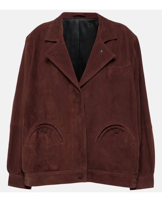 Blazé Milano Brown Cleo Oversized Suede Bomber Jacket