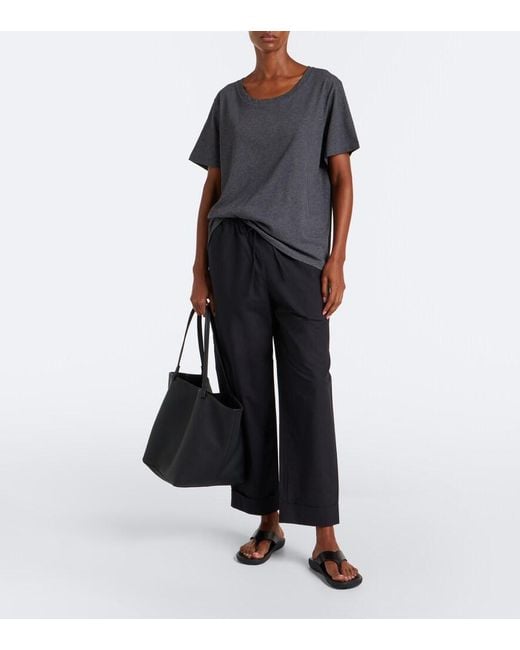 The Row Black Park Tote Three Leather Shopper