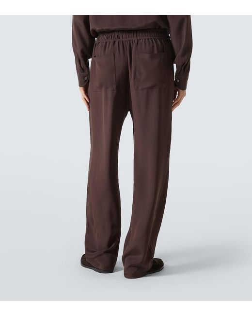 Saman Amel Brown Silk Wide-Leg Pants for men