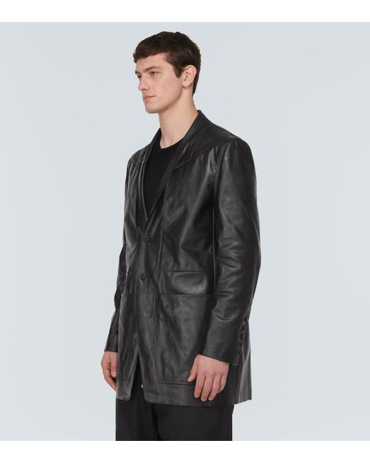 Rick Owens Black Oiled-Leather Blazer for men