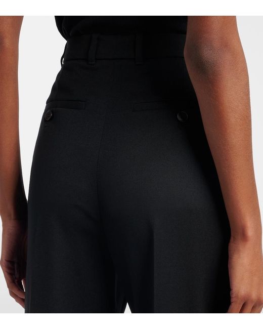 McQueen Black High-Rise Wool Flared Pants