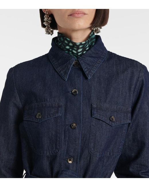 Dries Van Noten Blue Denim Shirt Dress