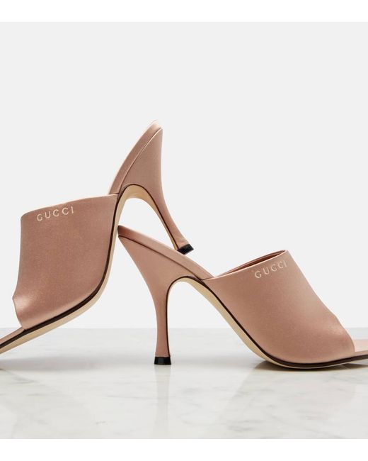 Gucci Pink Satin Mules