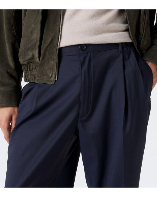 Brioni Blue Bellagio Wool Straight Pants for men
