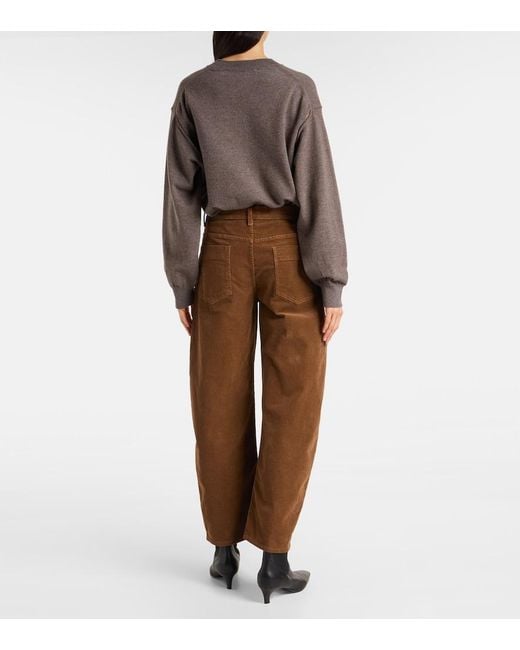 Nili Lotan Brown Tribeca Cotton-Blend Corduroy Barrel-Leg Pants