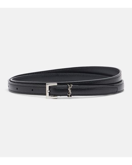 Saint Laurent Cassandre Leather Belt in Black | Lyst