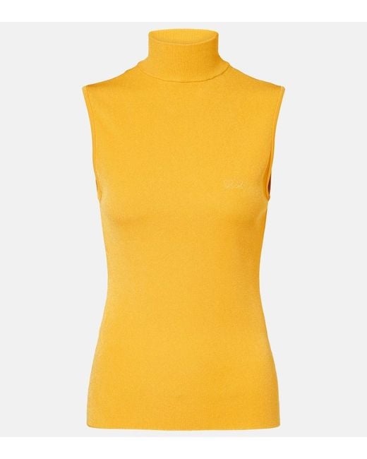 Loewe Yellow Double L Ribbed-Knit Top