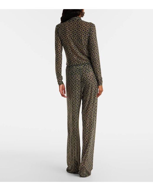 Dries Van Noten Gray Bedruckte Hose Aus Jersey Mit Kristallen