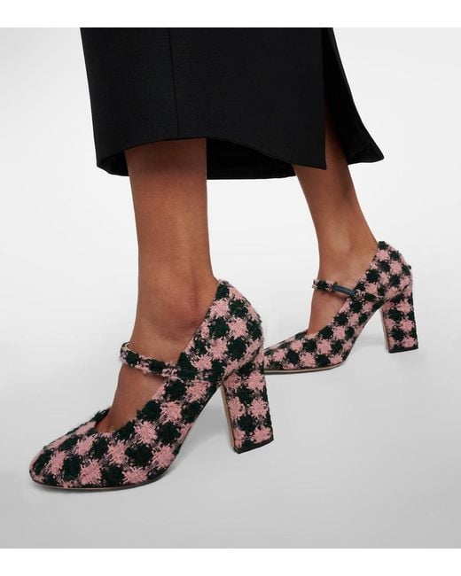 Emilia Wickstead Metallic Orelia Checked Tweed Mary Jane Pumps
