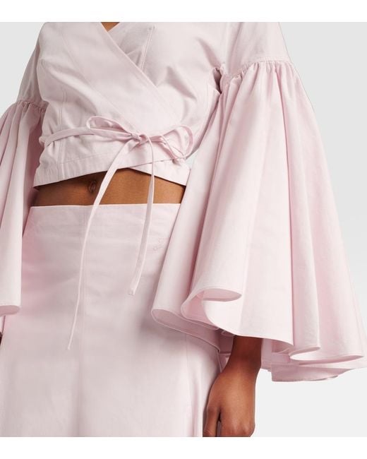 Jacquemus Pink Paysan Cotton Poplin Wrap Top