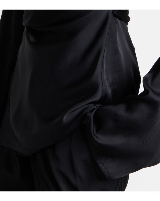 Rick Owens Black Laura Satin Wrap Top