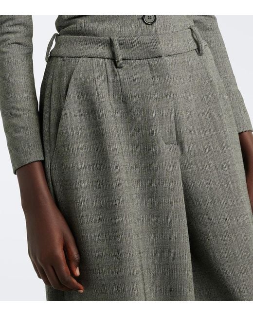 Magda Butrym Gray Herringbone Wool-Blend Barrel-Leg Pants