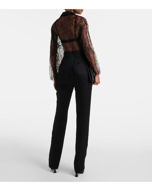 TOVE Gray Lucie Floral Lace Silk Top