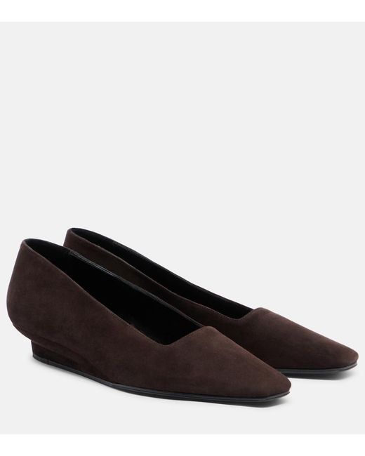 The Row Brown June Suede Wedges