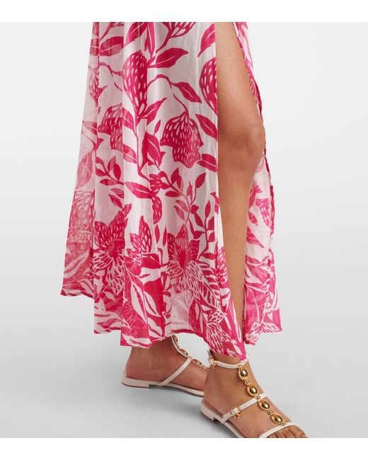 Vestido Midi Nava De Algodon Estampado Poupette de color Pink