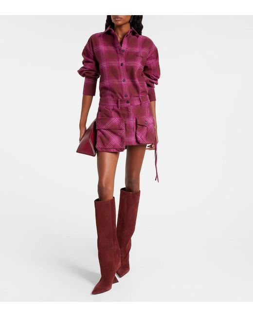 The Attico Pink Fay Cotton And Wool-Blend Miniskirt