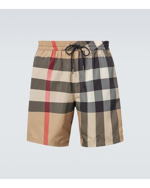 Burberry Natural Check Swim Trunks for men