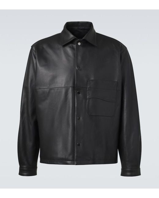 STÒFFA Black Leather Jacket for men