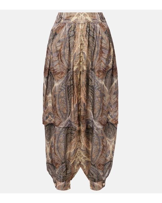Zimmermann Brown Hypnotic Paisley Silk Tapered Pants