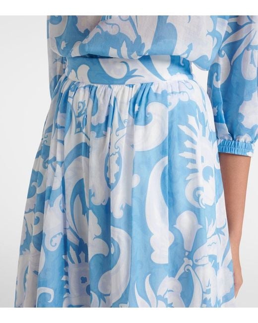 Etro Blue Paisley Print Maxi Skirt