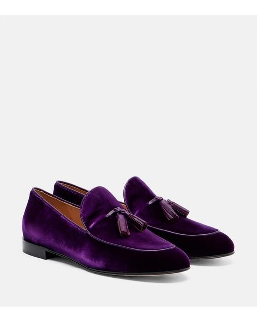 Gianvito Rossi Purple Tasseled Velvet Loafers