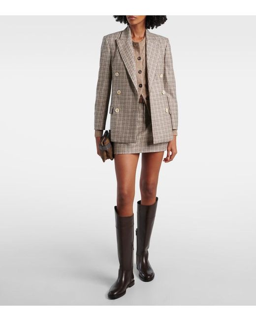 Brunello Cucinelli Brown Checked Virgin Wool Blazer