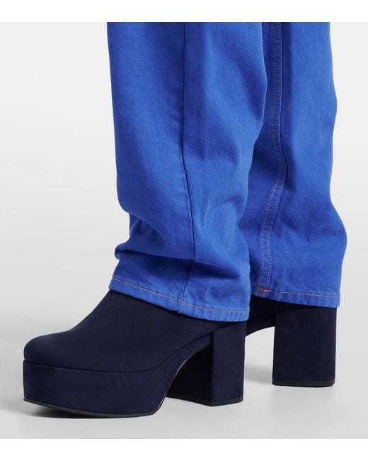 Gianvito Rossi Blue Sally Suede Platform Ankle Boots