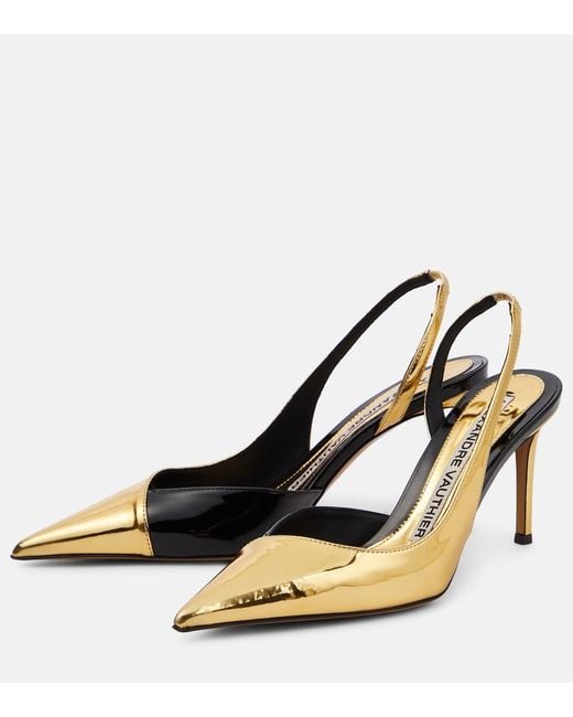 Alexandre Vauthier Metallic Faux Leather Slingback Pumps