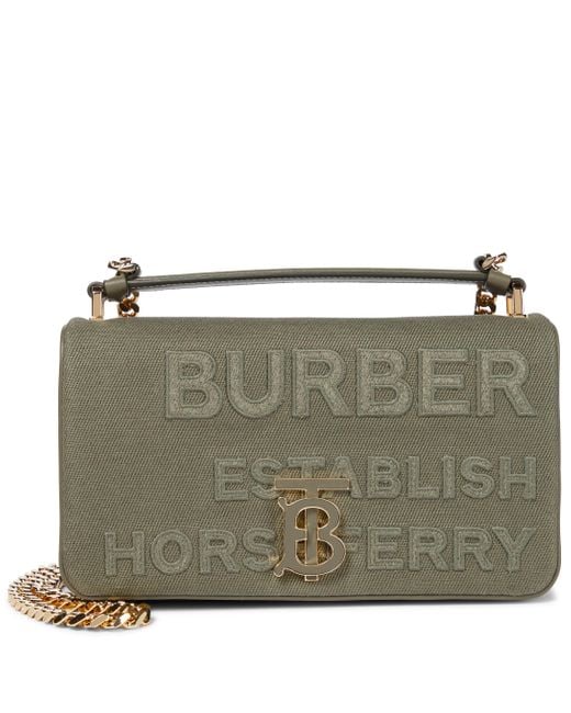 Burberry Lola Small Horseferry Canvas Shoulder Bag in Green | Lyst 