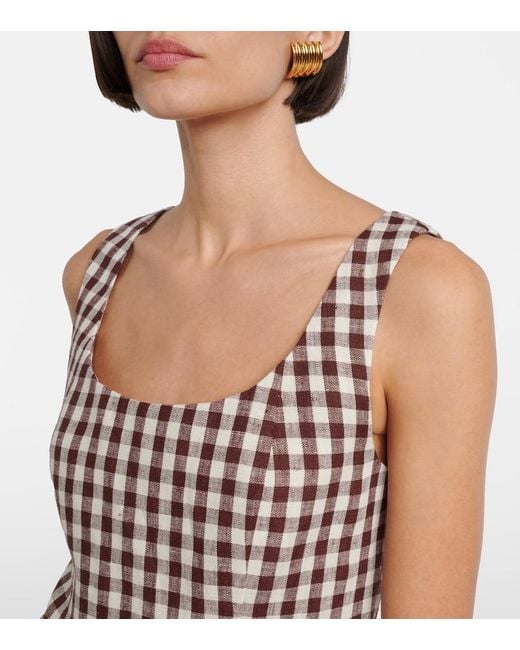 Posse White Sadie Gingham Linen Minidress