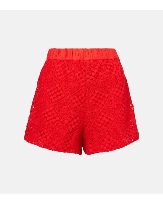 Sir Red Crochet High-Rise Cotton-Blend Shorts