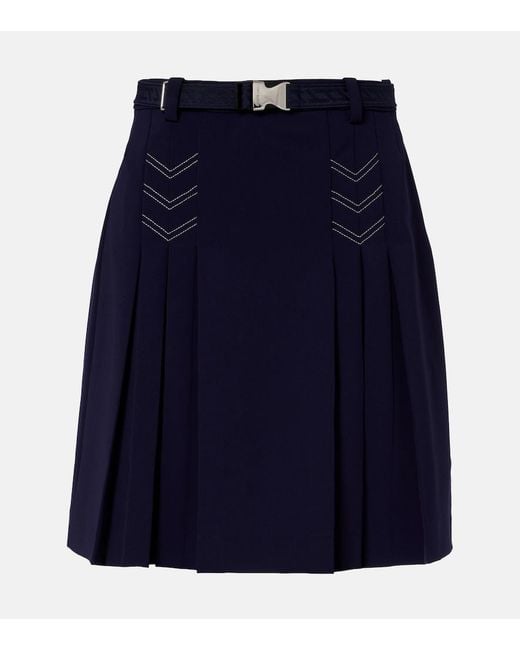 Tory Burch Blue Belted Pleated Miniskirt