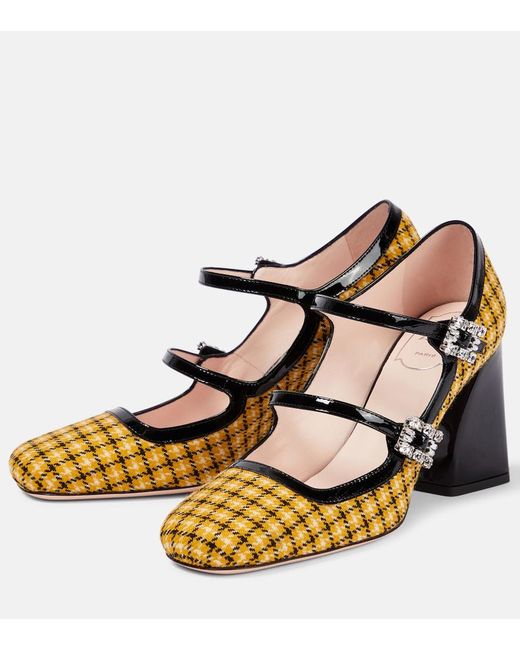 Roger Vivier Metallic Tres Vivier Babies Tweed Checked Pumps