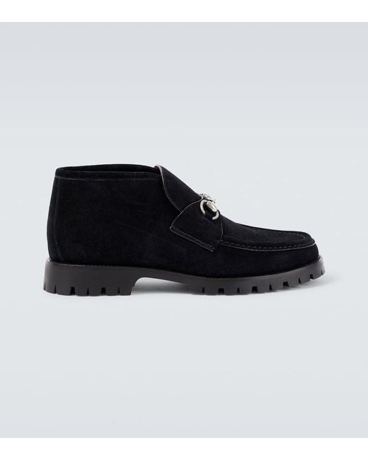 Botines De Ante Con Horsebit Gucci de hombre de color Black