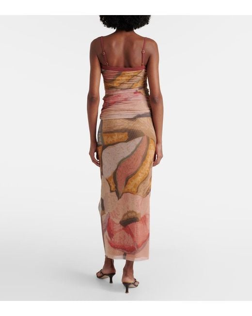 Sir Brown Printed Mesh Maxi Skirt