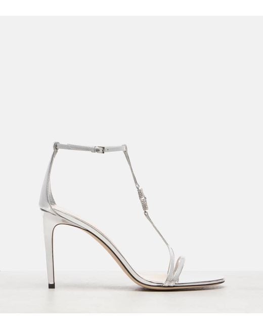 Sandalias De Piel Adornadas Gucci de color White