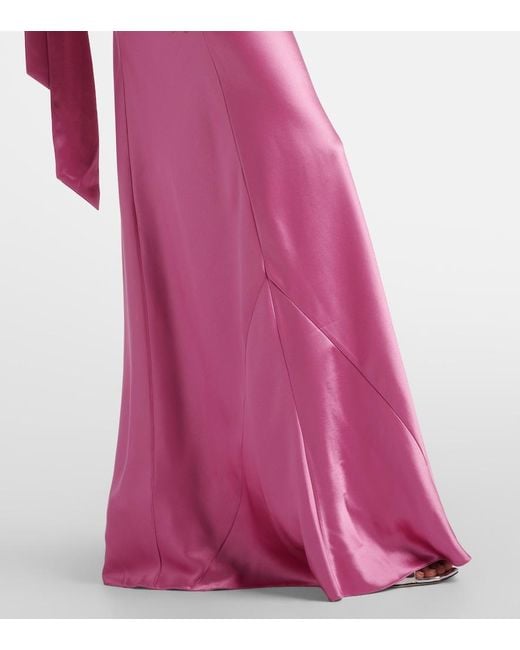 galvan pink dress Galvan Pink Silk Long One-Shoulder Dress by Galvan London