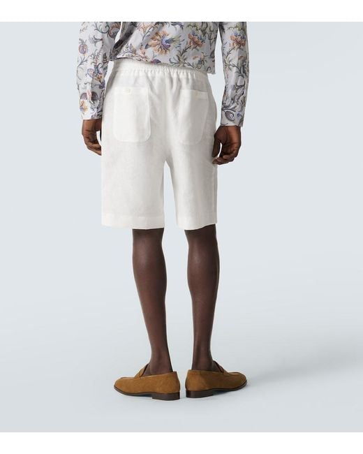 Etro White Linen Bermuda Shorts for men