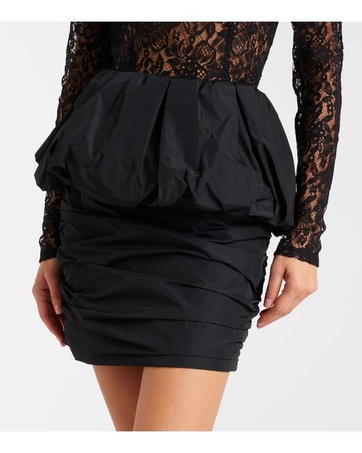 Rebecca Vallance Black Dixie Peplum Lace And Taffeta Minidress