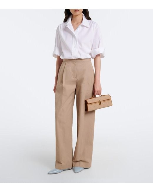 SAVETTE Brown Symmetry Slim Medium Canvas Top-Handle Bag