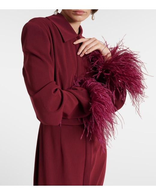 Robe Chemise En Crepe De Satin A Plumes Roland Mouret en coloris Red