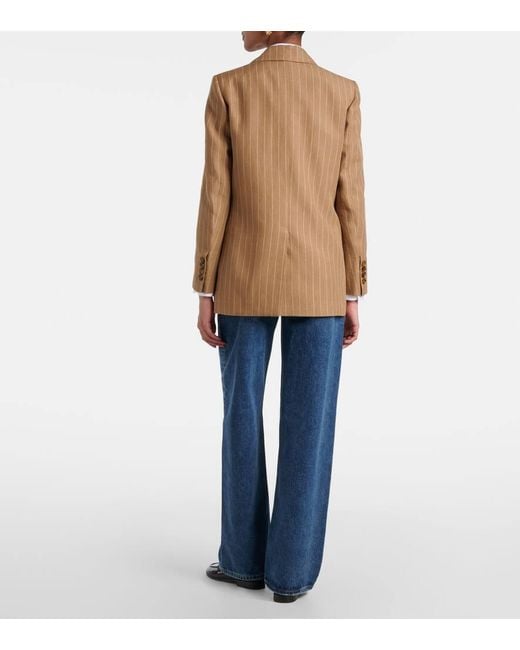 Blazé Milano Brown Heretique Pinstripe Linen Blazer