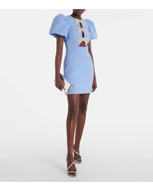 Vestido Corto Juliana De Crepe Con Lazo Rebecca Vallance de color Blue