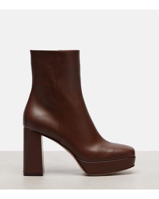 Gianvito Rossi Brown Daisen 95 Leather Platform Ankle Boots