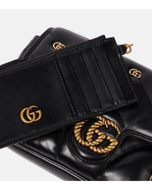 Gucci Black 'GG Marmont Mini' Quilted Shoulder Bag,