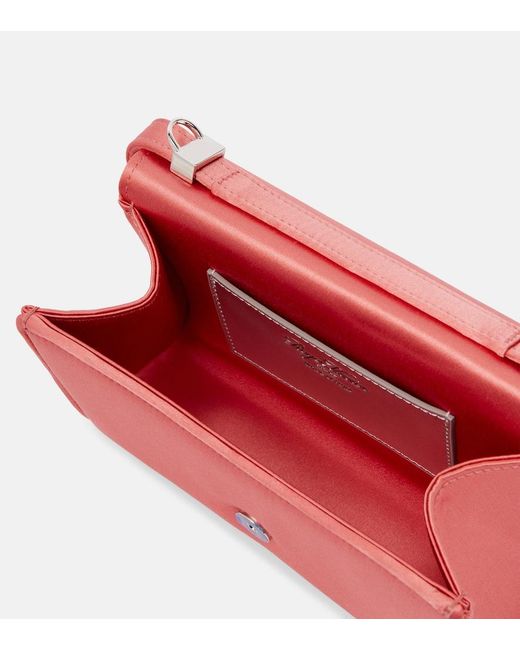Roger Vivier Red Pilgrim Micro Satin Clutch