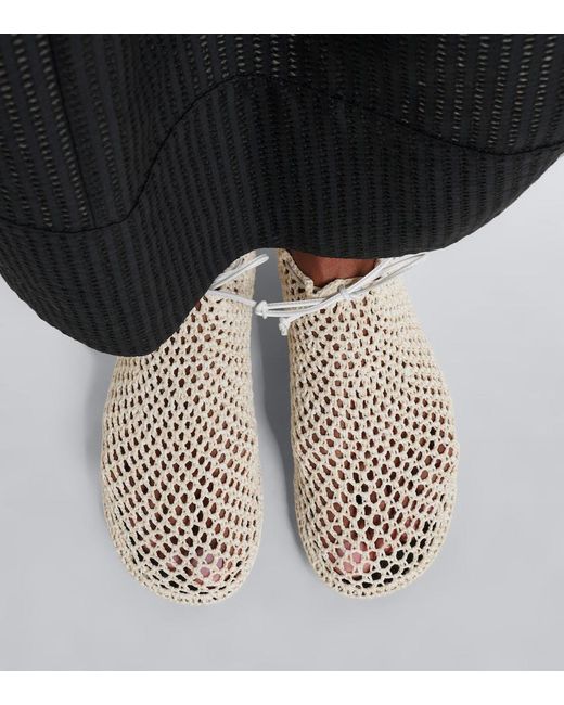 Christen White Mandala Crochet Leather-Trimmed Flats