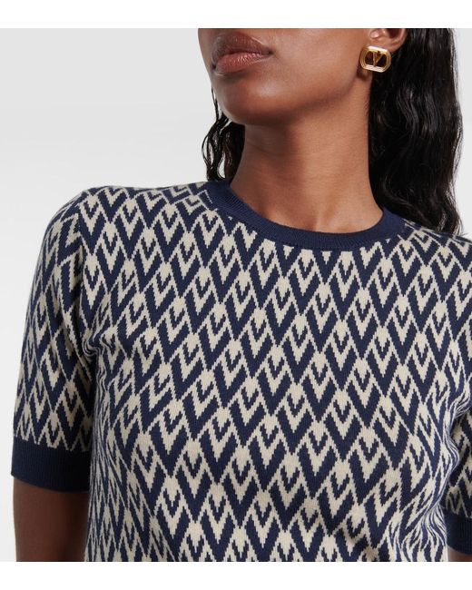 Valentino Black Toute La V Virgin Wool Sweater